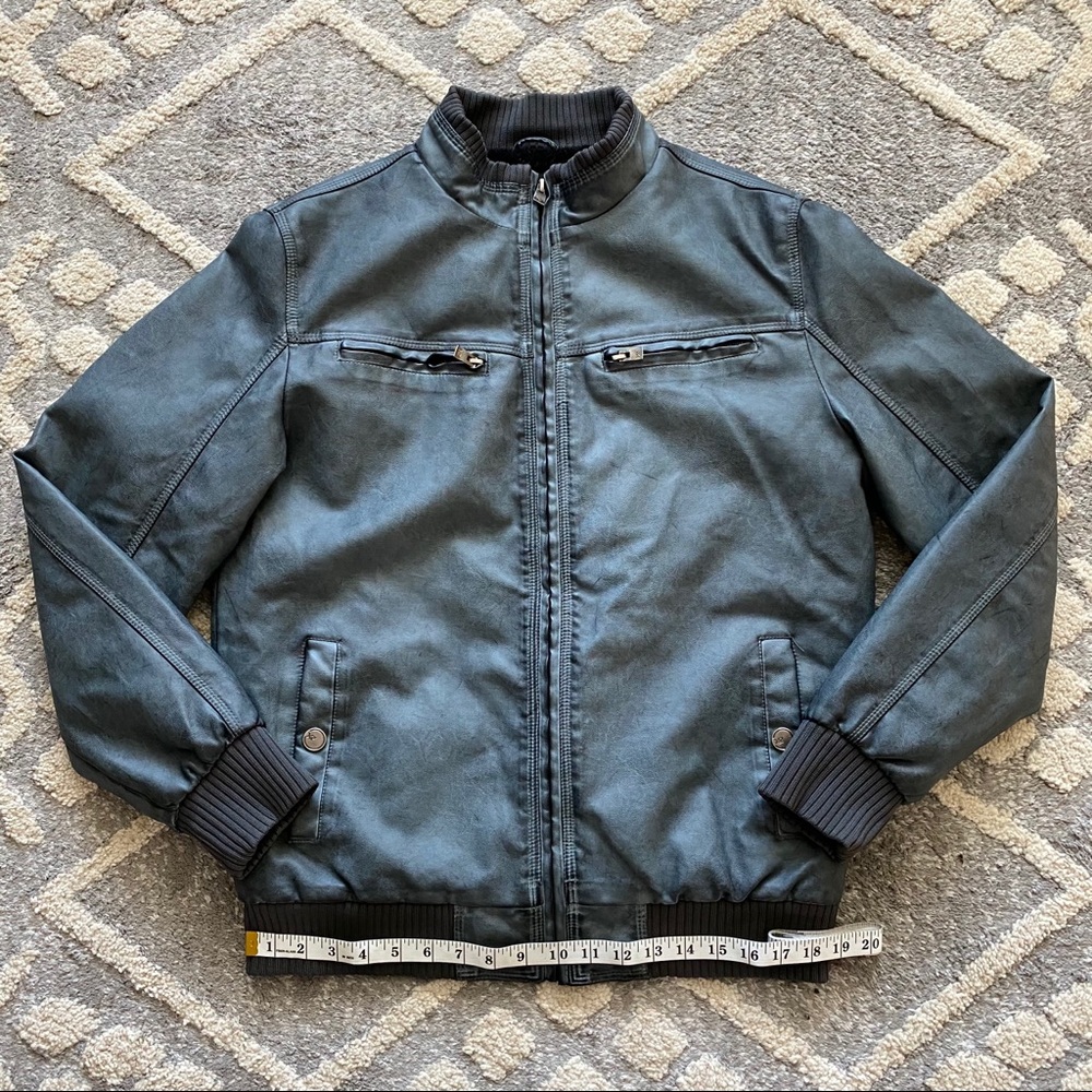XRAY Jeans Gray Faux Leather Sherpa Lined Jacket - Picture 6 of 9